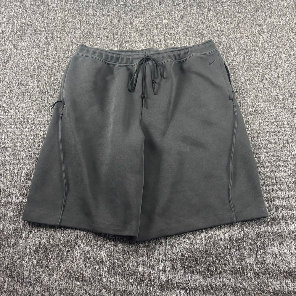 Nike Tech Fleece Baggy Heavyweight Shorts Bonded Zipper Pockets Grey XXL